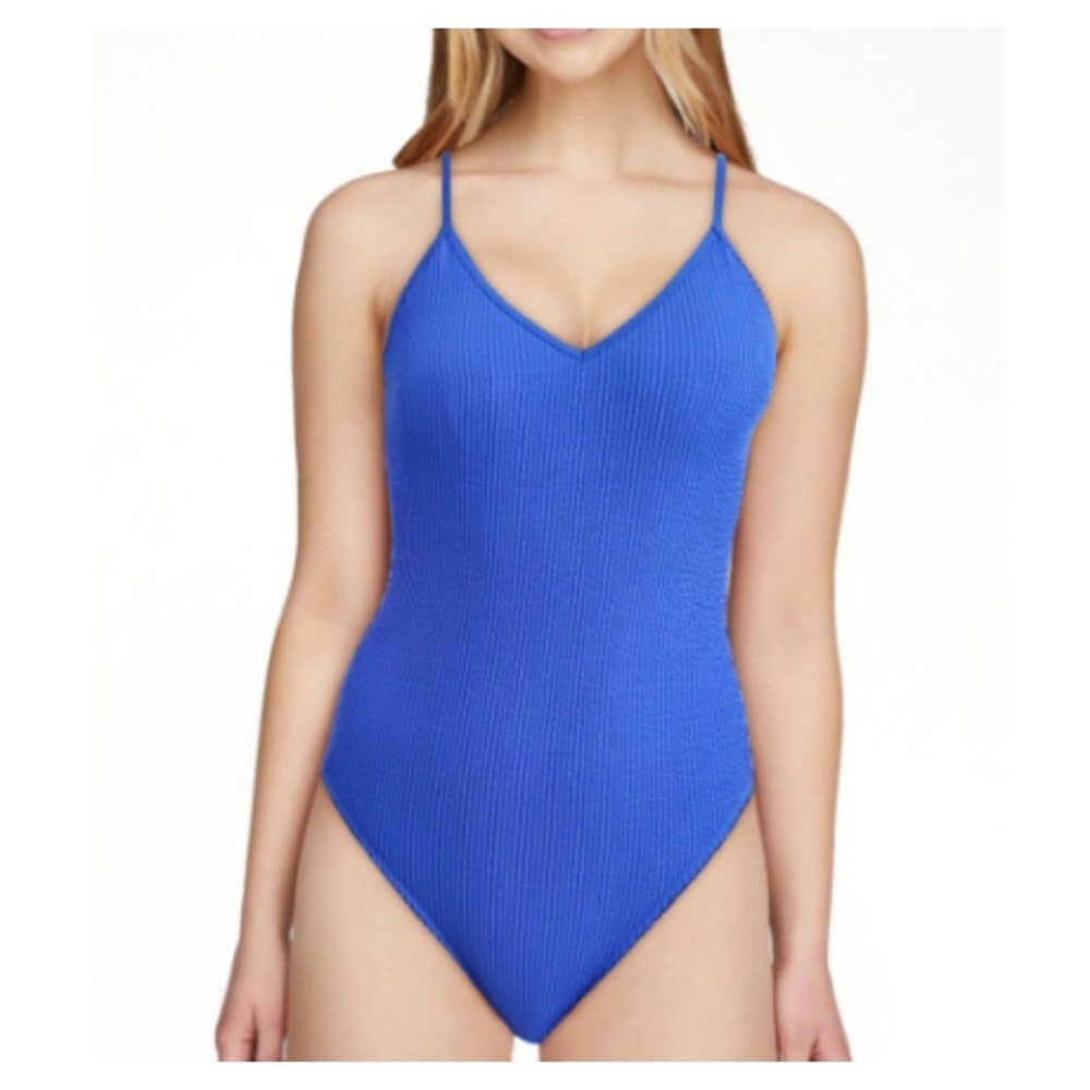 Crinkle High Leg One Piece Swimsuit